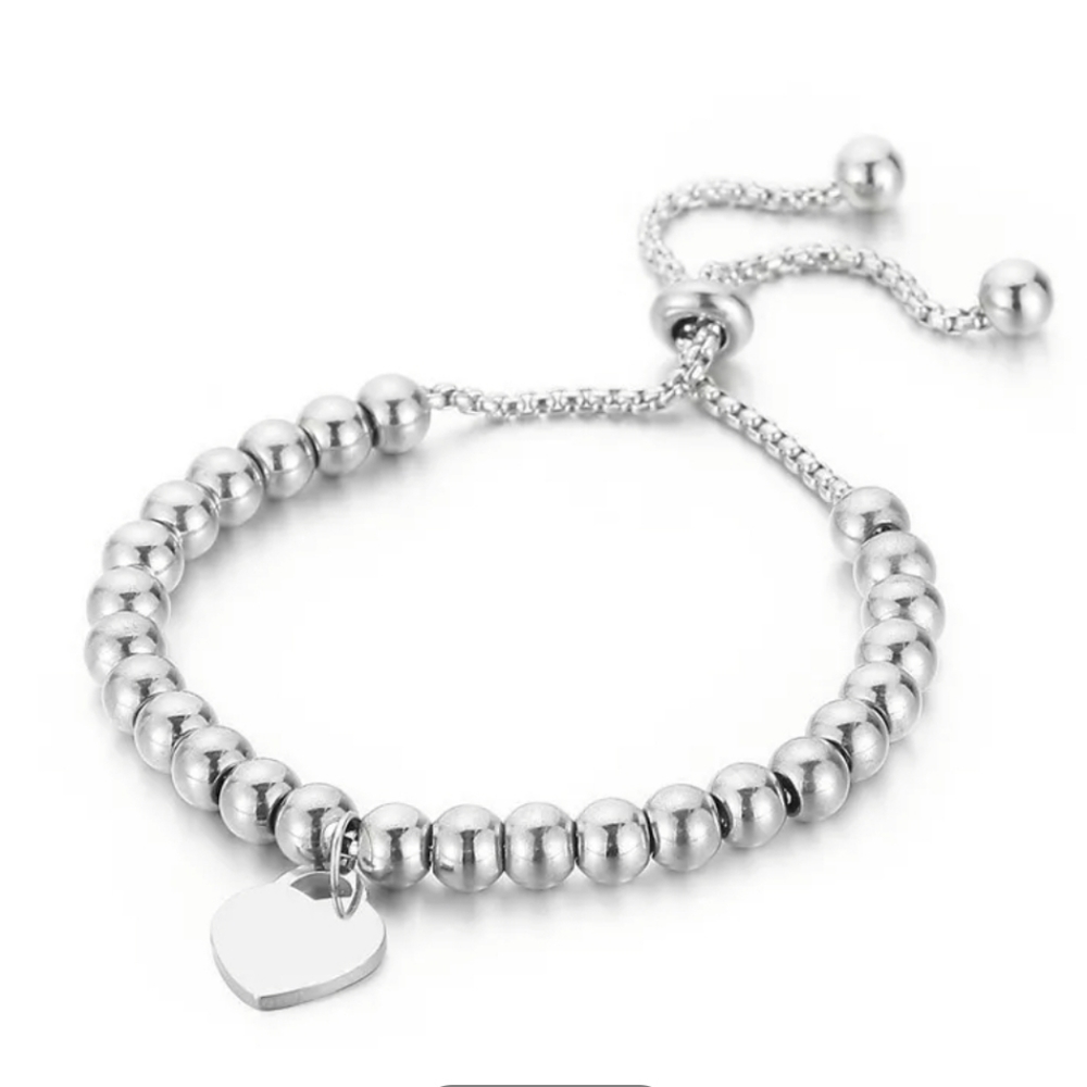 BOLO BALL BRACELET STERLING SILVER/BRASS HEART CHARM